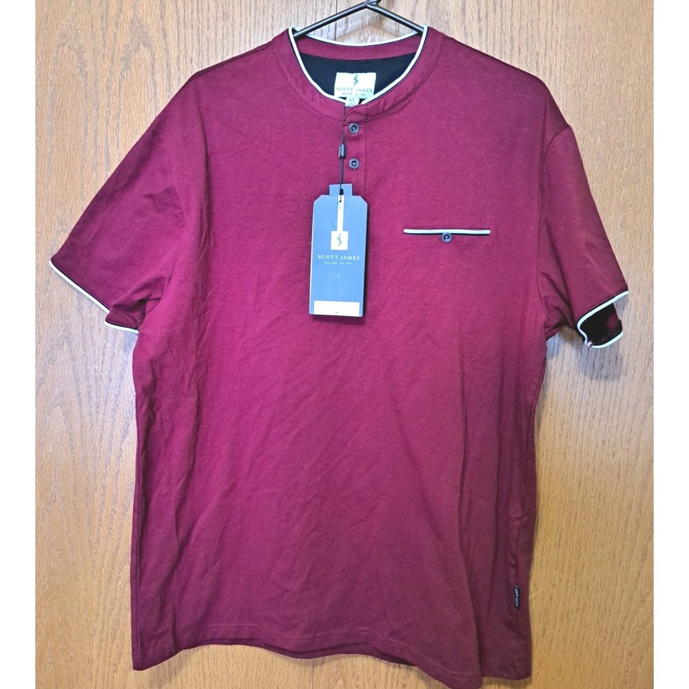 Scott James Men's Maroon Cotton Stretch Short Sleeve Polo Shirt L- XL NWT